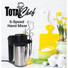 Total Chef 6-Speed Hand Mixer - Black and Stainless Steel-Powerful motor 250 watt motor with 6 mixing speeds allows you to reach the perfect consistency for every recipe
