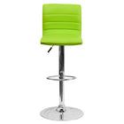 Flash Furniture Contemporary Green Vinyl Adjustable Height Barstool with Horizontal Stitch Back & Chrome Base-Contemporary Style Stool