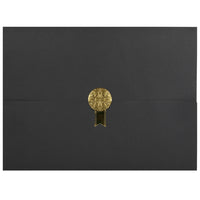 St. James Document/Certificate Holders - Gold Award Seal with Single Gold Ribbon - Black - 5 Pack-Add ceremony, elegance and sincerity to the act of giving recognition