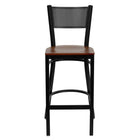 Flash Furniture HERCULES Series Black Grid Back Metal Restaurant Barstool - Cherry Wood Seat - 2 Pack-Set of 2 Metal Dining Bar Stools
