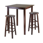 Winsome Parkland High/Pub Dining Table with 2 Square Leg Stools, Antique Walnut-Parkland high/pub table