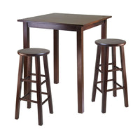 Winsome Parkland High/Pub Dining Table with 2 Square Leg Stools, Antique Walnut-Parkland high/pub table
