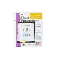 Charles Leonard Sheet Protectors, Top Loading with Binder Holes, 2 Mils Economy Weight, Letter Size, Clear, 180 Pack-Clear, economy weight sheet protectors