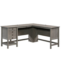 Sauder 65"W Cottage Road L-Desk - Mystic Oak-Spacious work surface for a computer, lamp and more
