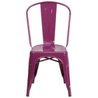 Flash Furniture Purple Metal Indoor-Outdoor Stackable Chair-Stackable Bistro Style Chair
