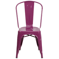Flash Furniture Purple Metal Indoor-Outdoor Stackable Chair-Stackable Bistro Style Chair