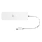 J5Create Multi-Port USB-C Hub with Power Delivery - White-3.5 mm audio / mic combo jack allows you to connect your headphone set or speakers