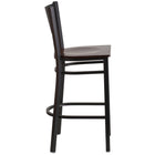 Flash Furniture HERCULES Series Black Grid Back Metal Restaurant Barstool - Walnut Wood Seat-Grid Back Design