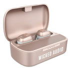 Wicked Audio Torc TWS Earbud with Powerbank Charging Case - Rose Gold-5 hour battery, 62 hours with charge case, 2 hour charge time