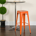 Flash Furniture Commercial Grade 30" High Backless Orange Metal Indoor-Outdoor Barstool with Square Seat-Cross Brace under seat provides extra stability