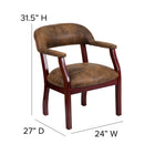 Flash Furniture Bomber Jacket Brown Luxurious Conference Chair with Accent Nail Trim-Upholstered Straight Arms with Brass Nail Accents