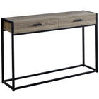 Monarch Specialties 3511 Accent Table - 48"L/Dark Taupe/Black Hall Console-2 large storage drawers on metal glides with sleek black metal handles