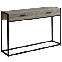 Monarch Specialties 3511 Accent Table - 48"L/Dark Taupe/Black Hall Console-2 large storage drawers on metal glides with sleek black metal handles