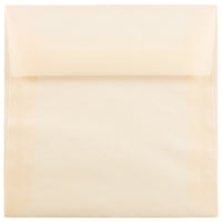 JAM Paper 5.5 x 5.5 Square Envelopes, Spring Ochre Ivory Translucent Vellum, 50 Pack (1591909I)-Spring ochre translucent envelope