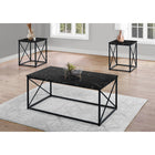 Monarch Specialties 7954P Table Set - 3Pcs Set/Black Marble/Black Metal-Black metal X design frame is sturdy and adds a contemporary touch to your living room, family room or basement den