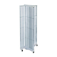 Azar Displays 16"W x 60"H 4-Sided Pinwheel Pegboard Display with Wheeled Base, Translucent Clear (700421-CLR)-Includes four panels & Acrylic Sign Holder strip and stands on a 28-1/2" wheeled base