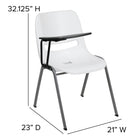 Flash Furniture Ergonomic Shell Chair with Right Handed Flip-Up Tablet Arm - White - 5 Pack-Designed for Commercial Use