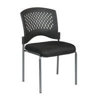 Pro-Line Visitors Chair with Ventilated Plastic Wrap Around Back, Black-Black Fabric Padded Seat