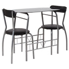 Flash Furniture Sutton 3 Piece Space-Saver Bistro Set with Black Glass Top Table & Black Vinyl Padded Chairs-Table and Chair Set