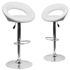Flash Furniture Contemporary White Vinyl Rounded Back Adjustable Height Barstool with Chrome Base, 2 Pack-Rounded-Orbit Style Low Back