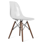 Nicer Furniture Eiffel Style Side Chair with Walnut Wood Legs - Clear - 2 Pack-High quality heavy-duty plastic molded seat 