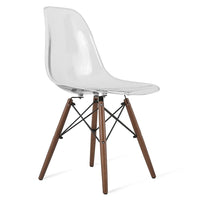 Nicer Furniture Eiffel Style Side Chair with Walnut Wood Legs - Clear - 2 Pack-High quality heavy-duty plastic molded seat 
