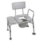 Drive Medical Padded Seat Transfer Bench with Commode Opening-Grey, Aluminum