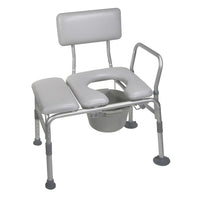 Drive Medical Padded Seat Transfer Bench with Commode Opening-Grey, Aluminum