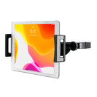 CTA Digital Universal Tablet Headrest Mount with 360-degree Rotation for 7" to 14" Tablets - Black-Heavy-duty metal clamp displays tablet behind or between driver and passenger seats