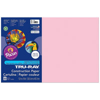 Pacon Tru-Ray Construction Paper  - 12" x 18" - Pink - 250 Sheets (PAC103044)-Heavy 76 lb. 100% vat-dyed sulphite with longer, stronger fibers.
