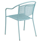 Flash Furniture Sky Blue Indoor-Outdoor Steel Patio Arm Chair with Round Back-Integrated Arms