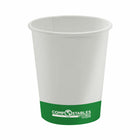 Globe Commercial Products 8 oz Single Wall Hot/Cold Compostable Paper Cup - 1000 Pack-8 oz White and Green Single Wall Hot/Cold Cup