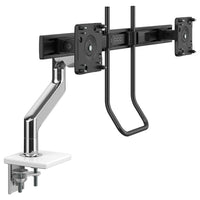 Humanscale M8.1 Monitor Arm with Dual Crossbar + Handle - M81CMWBHB-With innovative features like its Compensator Mechanism and Self-Lubricating Precision Bearings, M8.1 allows users to effortlessly adjust their monitor(s) to their optimal ergonomic position while also providing top-to-bottom cable management