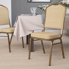 Flash Furniture HERCULES Series Crown Back Stacking Banquet Chair in Beige Patterned Fabric - Gold Frame-Upholstered Seat and Back