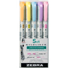 Zebra Mildliner 5-Colour Gentle Set Highlighters - Assorted - 5 Pack-Honey Orange, Sherbet Yellow, Soda Blue, Lilac, Baby Pink