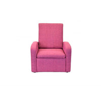 Uncaged Ergonomics STASH Upholstered Folding Kids Chair w/ Built in Storage, Ottoman Conversion, Pink-Pink Fabric