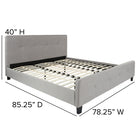 Flash Furniture Tribeca King Size Tufted Upholstered Platform Bed - Light Grey Fabric-Tufted Upholstery