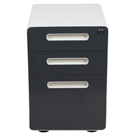 Flash Furniture Ergonomic 3-Drawer Mobile Locking Filing Cabinet with Anti-Tilt Mechanism & Letter/Legal Drawer - White/Charcoal-Modern 3-Drawer Filing Cabinet with White Frame and Charcoal Faceplate