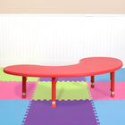 Flash Furniture 35"W x 65"L Half-Moon Plastic Height Adjustable Activity Table - Red-Overall Width at Curve: 22.25"