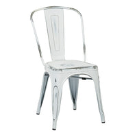 OSP Designs Metal Dining Chair with Backrest, Antique White, 4 Pack-Metal seat and back Dining Chair