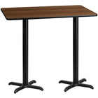 Flash Furniture 30" x 60" Rectangular Walnut Laminate Table Top with 22" x 22" Bar Height Table Bases-Bar Height Hospitality Table