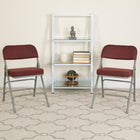 Flash Furniture HERCULES Series Premium Curved Triple Braced & Double Hinged Metal Folding Chair - Burgundy Fabric-Riveted Steel Components