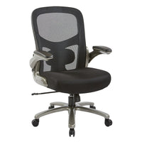 Pro-Line II Big and Tall Mesh Back Executive Chair with Mesh Fabric Seat and Titanium Base -Thick padded contour black mesh fabric seat and mesh back with adjustable lumbar support