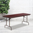 Flash Furniture 30" x 72" Rectangular Mahogany Melamine Laminate Folding Banquet Table-Brown Powder Coated Pedestal Legs