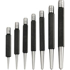 Starrett Centre Punches With Square Shank-Diameter at Top of Tapered Point" - Set of 7, in round red plastic box