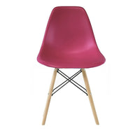 Plata Import Eiffel Chair, Hot Pink Seat, Natural Wood Legs (PC-016N-HOTPINK)-Dining Chair