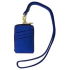 ASHLIN DESIGNER, ENRIQUE, I.D. Holder Lanyard Zippered Cases, Leatherette, Navy Blue-Back panel: 3 angled card slots-pockets