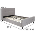 Flash Furniture Tribeca Full Size Tufted Upholstered Platform Bed - Light Grey Fabric-Tufted Upholstery