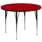 Flash Furniture 60'' Round Activity Table with Thermal Fused Laminate Top and Standard Height Adjustable Legs, Red-Red Laminate
