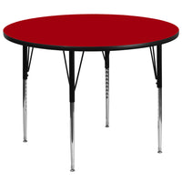 Flash Furniture 60'' Round Activity Table with Thermal Fused Laminate Top and Standard Height Adjustable Legs, Red-Red Laminate